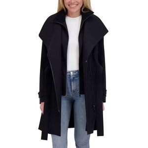 Halston‎ Women's Black Belted Trench Coat NWT Size M